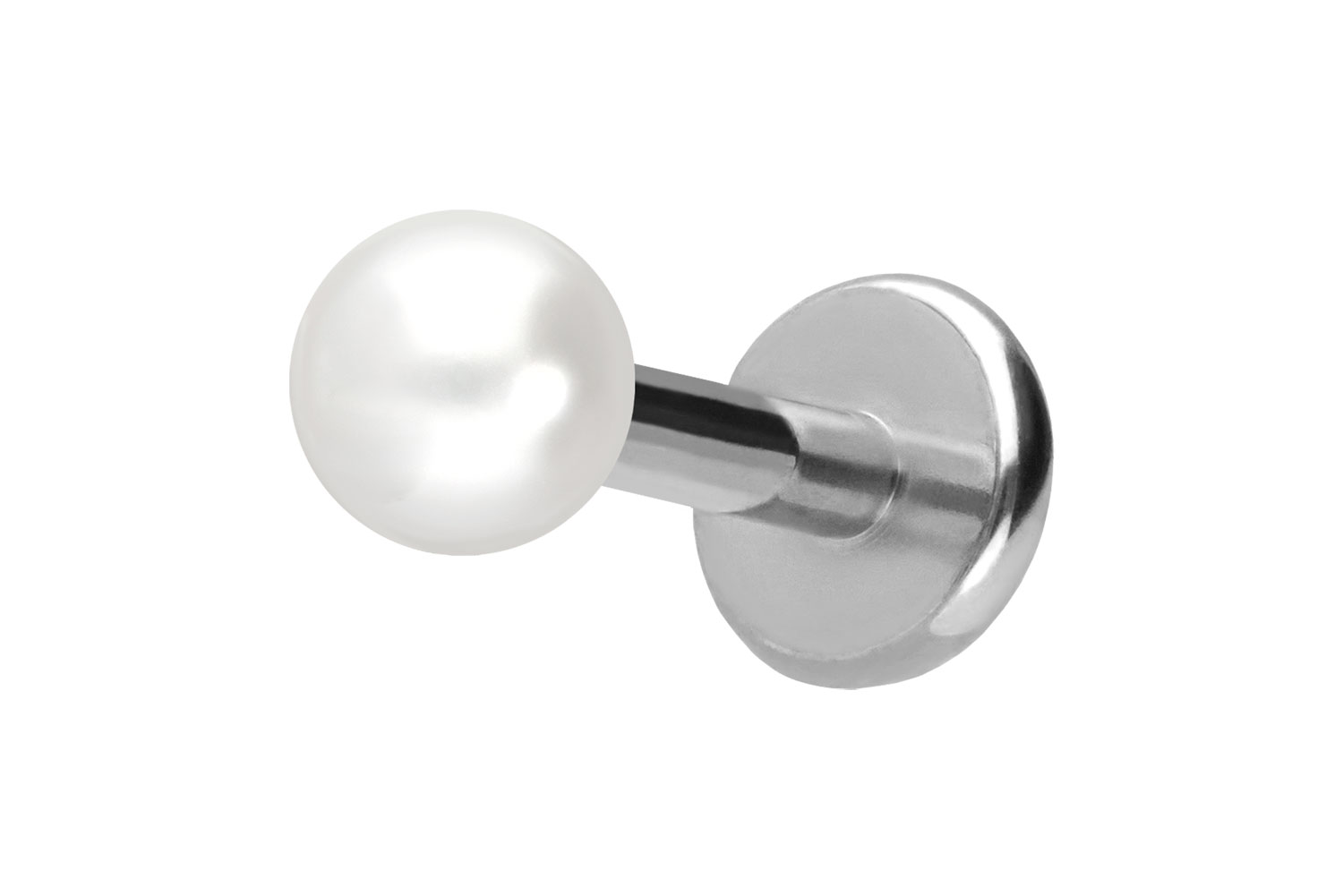 Titan Labret Piercing mit Push Fit SYNTHETISCHE PERLE